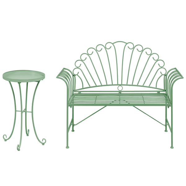 Gartenset bestehend aus Gartenbank und Beistelltisch aus Metall