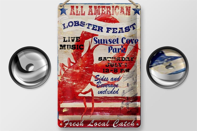 Blechschild Spruch 20x30cm all american lobster feast music