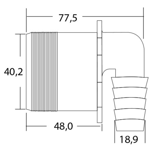 HAAS® Schlauchanschluss 90 °, DN40 für Schläuche von 18-23 mm