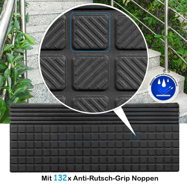 BigDean 5er Set Stufenmatten aus Gummi - 65x25cm - Treppenstufen Matten für Außen Outdoor - Antirutschmatten Treppe Anti-Rutsch Gummimatten