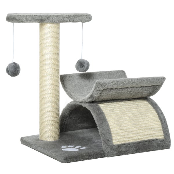 PawHut Kratzbaum klein Katzenkratzbaum Spielbaum Kratzstamm für Katzen mit Spielball Braun 40 x 30 x 43 cm