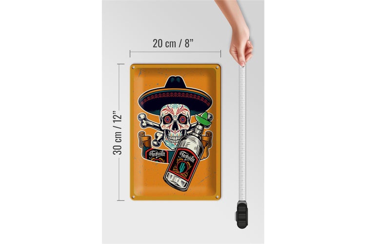 Blechschild Spruch Totenkopf Tequila 20x30cm