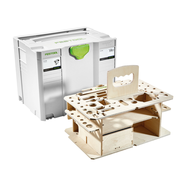 Festool SYSTAINER SYS 4 T-LOC SYS-HWZ Box Werkzeugkoffer ( 497658 ) lichtgrau koppelbar mit Holzeinsatz
