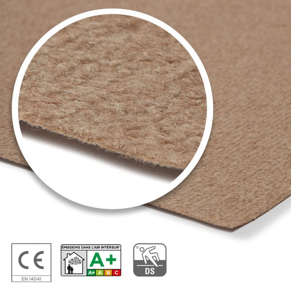 Naturfaserdämmunterlage aus Holzfaser für Bodenbeläge mit CE Kennzeichnung und emissionsarmem Zertifikat.
