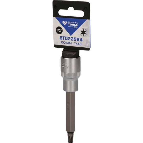 Brilliant Tools Steckschlüssel-Einsatz, Torx, 1/2 Zoll, 100 Millimeter, TX40