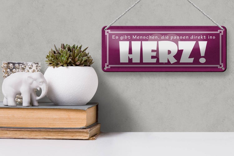 Blechschild Spruch 27x10cm es gibt Menschen die passen direkt ins Herz