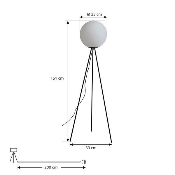 Lucande Stehlampe Kestralia (Modern) in Weiß aus Glas (1 flammig, E27) - Stehleuchte Standleuchte Floor Lamp Wohnzimmerlampe Wohnzimmerleuchte