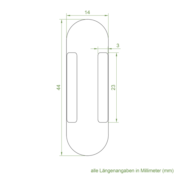 Technische Zeichnung mit Maßangaben in Millimeter