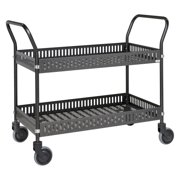 Servierwagen mit zwei Ablageflächen und Rollen