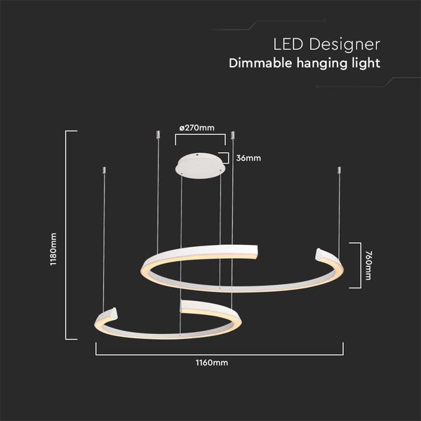 Abmessungen der dimmbaren LED-Designer-Hängeleuchte