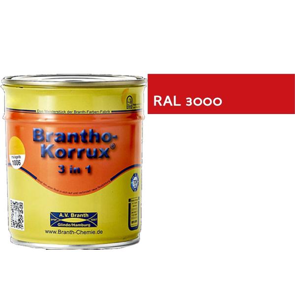 Brantho Korrux 3in1 Rostschutzfarbe - Primer, Rostschutz und Lack RAL 3000 - feuerrot / 5Lt. / 6 Kg.