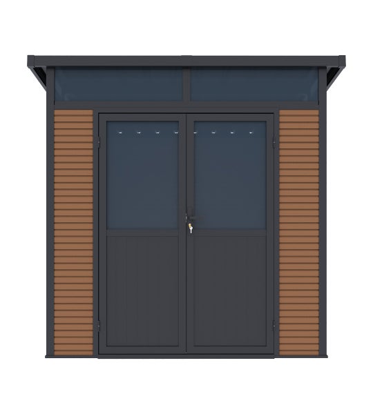 Weide Gartenhaus Aluminium Gerätehaus mit Doppeltür 218x218x226 cm Wetterfest Teak