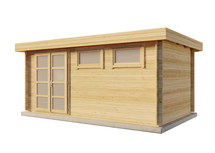 Alpholz Gartenhaus Kyara-44 ISO Gartenhaus aus Holz, Holzhaus mit 44 mm Wandstärke, Blockbohlenhaus mit Montagematerial, Naturbelassen 5x3m
