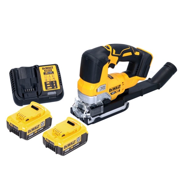 DeWalt Akku-Stichsäge 18 Volt mit zwei Akkus 4,0 Amperestunden und einem Ladegerät.