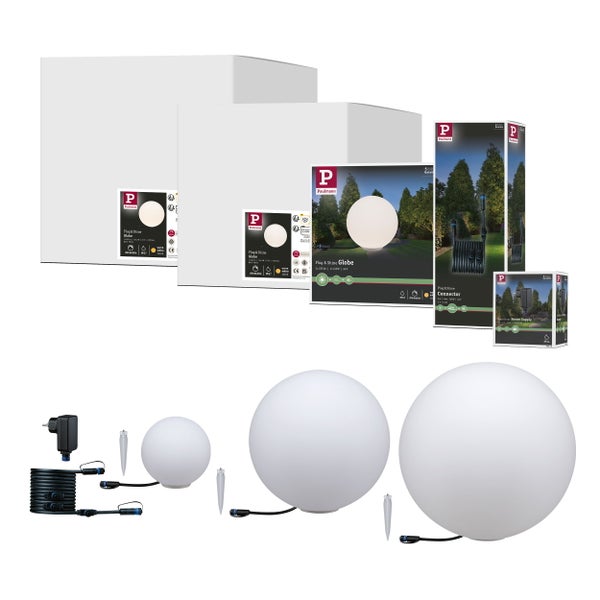 Set Plug & Shine LED Lichtobjekt Globe Plug & Shine Lichtobjekte Set IP44 3000K 6,5W 21VA Weiß