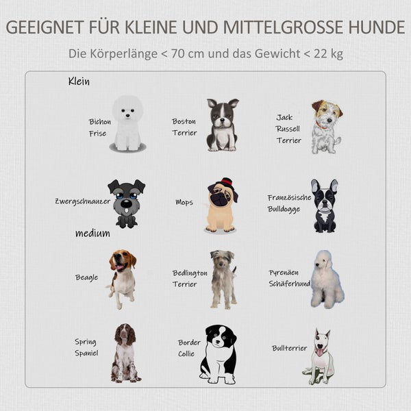 PawHut Hundehütte Hundehaus aus Holz Transportbox Kleintierkäfig für mittelgroße und kleine Hunde erhöhtes Design innen Stahl Grau+Weiß 85 x 55 x 75 cm