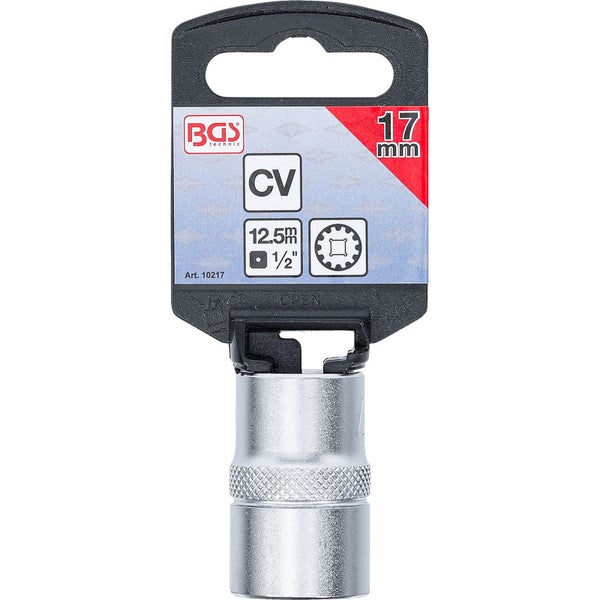 BGS technic Steckschlüssel-Einsatz, 17 mm, aus Chrom-Vanadium-Stahl