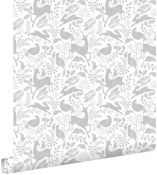 Tapetenrolle mit Waldtier- und Pflanzenmuster