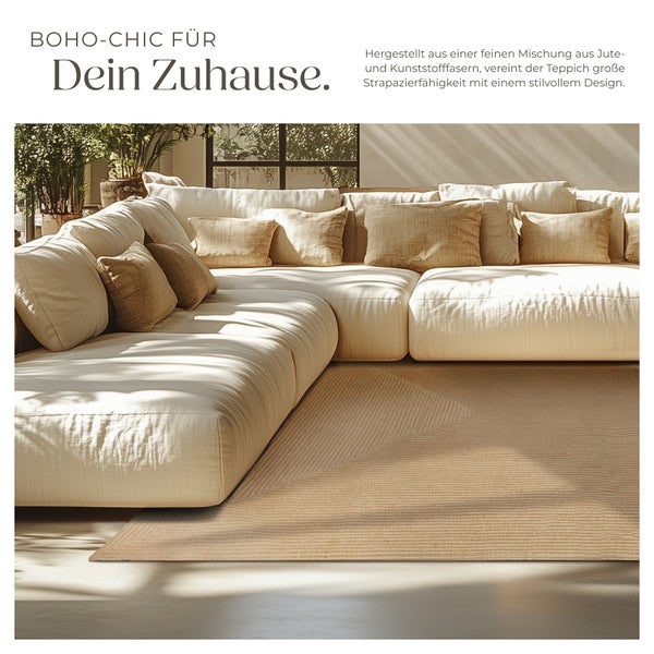 Geflochtener Teppich tectake strapazierfähig und pflegeleicht verschiedene Größen 200 x 290 cm
