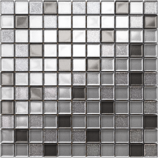 Glasmosaik auf Netz für Bad und Küche 30cm x 30cm  - Brilliant silver