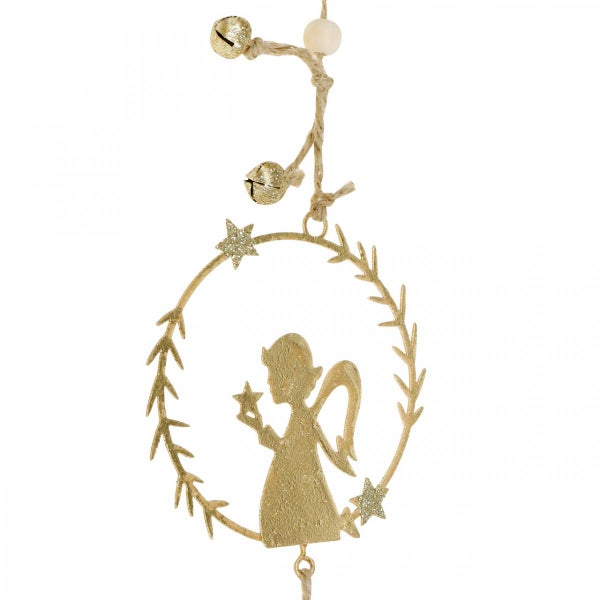 Weihnachtsanhänger Engel im Reif mit Glöckchen