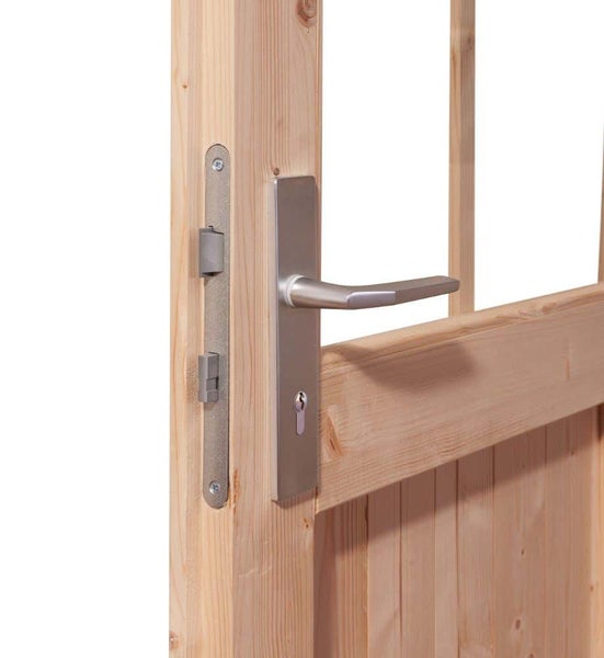 Holztür mit drei Fenstern für Gartenhaus