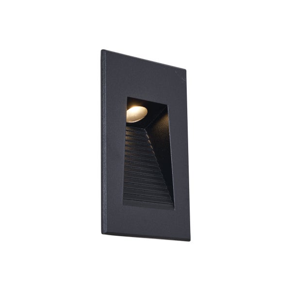 Rechteckige LED-Wandeinbauleuchte in Anthrazit mit indirektem Lichtauslass nach unten.