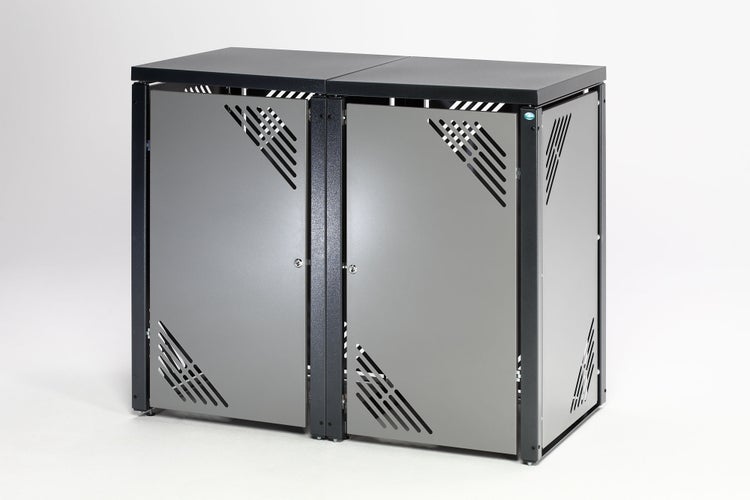 PROREGAL Robuster Mülltonnenschrank Mit Deckel Inkl. Gasdruckdämpfer HxBxT 127 x 77 x 81 cm Verzinkter Stahl Grau