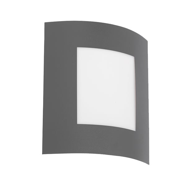 Moderne gewölbte Wandleuchte in Anthrazit mit quadratischem weißem Diffusor