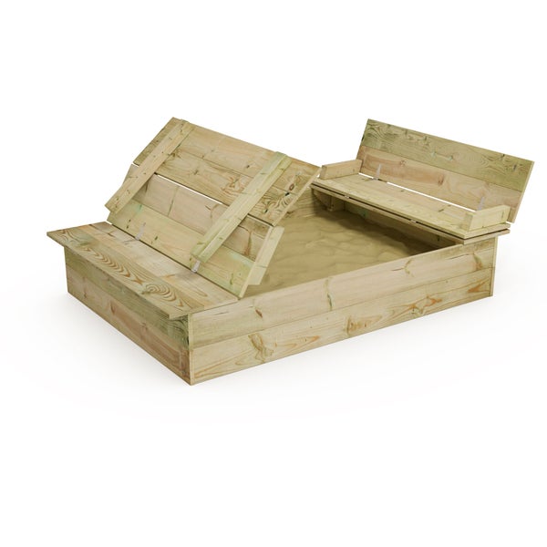 WICKEY Sandkasten Flippey 110x165cm Garten Kinder Sandkiste Spielplatz mit Sitzbank und Klappdeckel