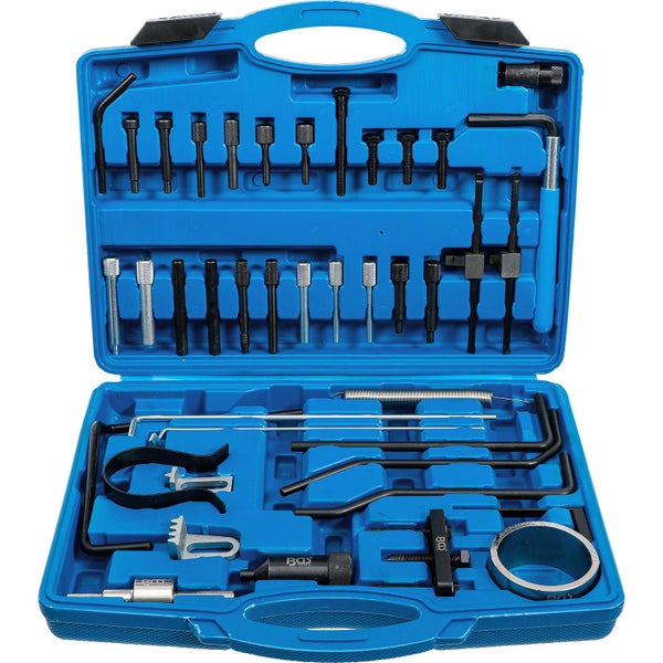 Werkzeugsatz in blauem Koffer