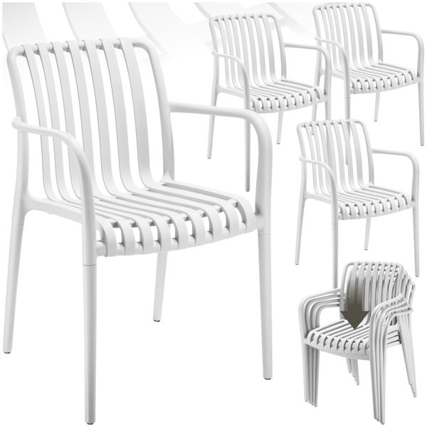 Gartenstühle tectake Alcudia 54,5 x 58 x 80,5 cm, Belastbarkeit 120 kg wetterfest und UV-beständig weiß