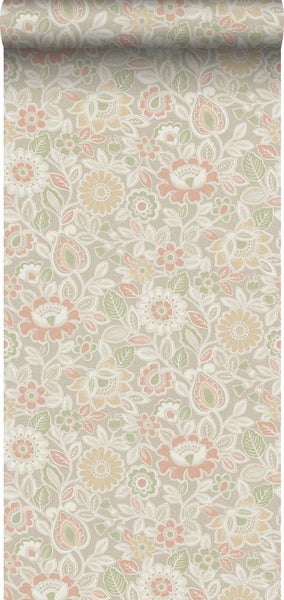 Borastapeter Tapete Blumen Beige - 53 cm x 11.2 m - 660155