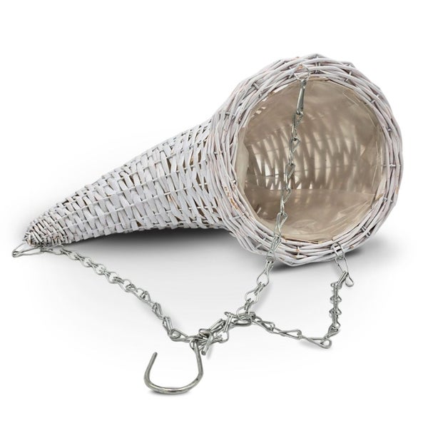 Hängender Pflanzkorb aus Rattan mit Kette