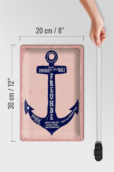 Blechschild Spruch Freunde Anker sind immer da 20x30cm