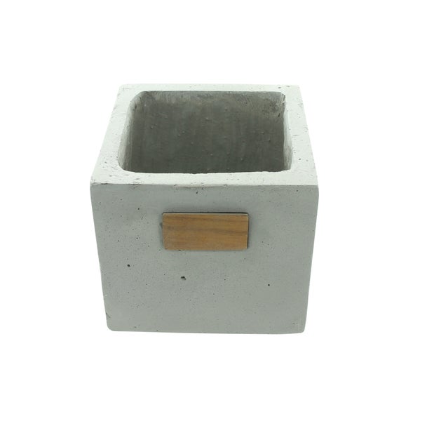 FRANK FLECHTWAREN | Übertopf Cube, BETON, HOLZ, 17 x 17 x 16 cm