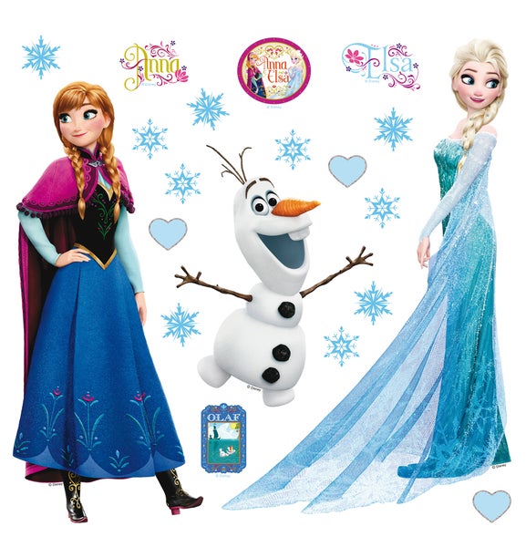 Disney Wandtattoo Die Eiskönigin Anna & Elsa Blau und Lila - 30 x 30 cm - 600224