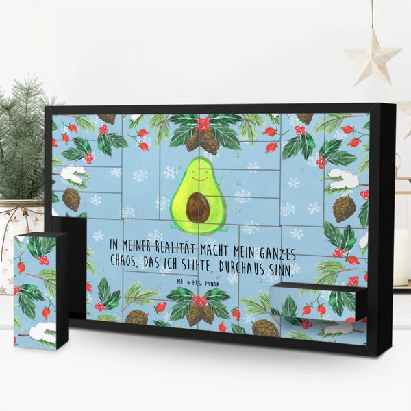 Mr. & Mrs. Panda Befüllbarer Adventskalender Avocado Glücklich - Blau Pastell