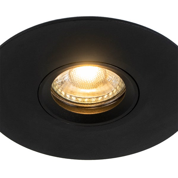 Einbaustrahler rund schwarz mit LED Leuchtmittel.