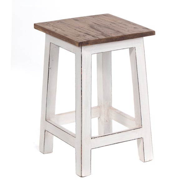 Hocker MADERO<br /> Recyclingholz 06 weiß-landhaus