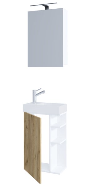 2-tlg Gäste WC Bad Waschtisch Lumia Spiegelschrank