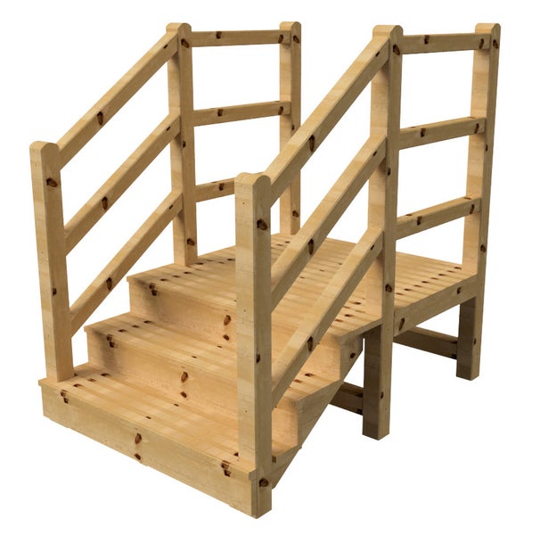 Holztreppe mit Geländer für den Garten