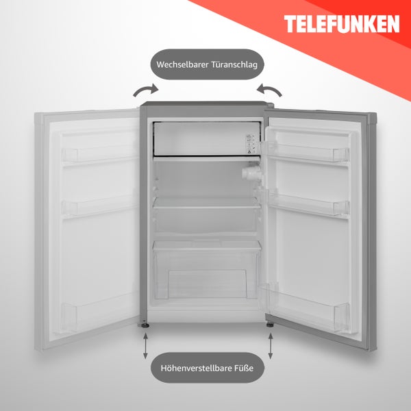Telefunken Kühlschrank mit Gefrierfach (nur für Eiswürfel) 89 Liter klein und freistehend CF-33-101-S2 silber
