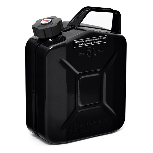 BW® Kraftstoffkanister Metall Benzinkanister 5x 5 Liter mit Schraubverschluss - Schwarz - RAL 9005 - TÜV-geprüft und UN-Zulassung - Made in Europe