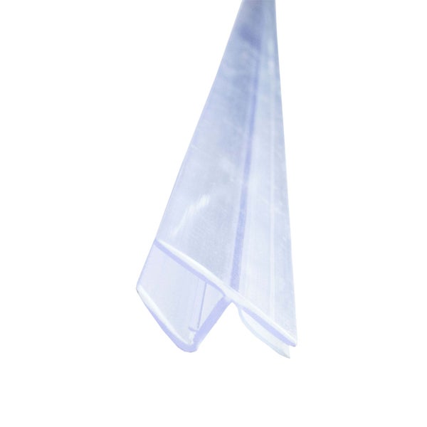 Transparente Duschdichtung aus Kunststoff mit Wasserabweisprofil und U-Form für die Duschkabine.