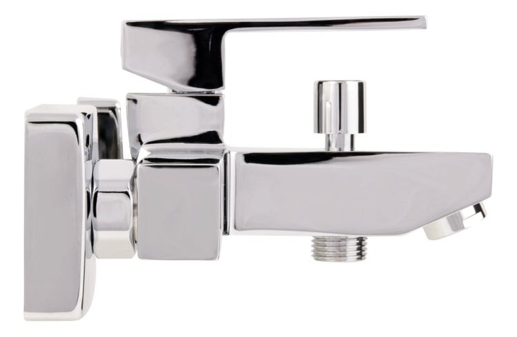 Calmwaters® Eckige Badewannenarmatur Modern Square, Wasserhahn Badewanne, Wannenarmatur mit Umsteller, Einhandmischer mit Keramikkartusche, Brauseabgang 1/2, Aufputz-Montage, Messing, Chrom, 13PZ2418