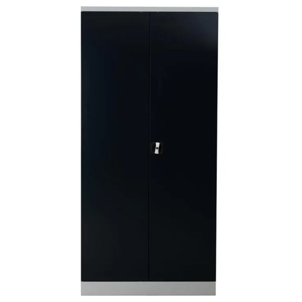 PROREGAL Stahlschrank Bee 4 Fachböden HxBxT 195 x 92 x 60 cm Pulverbeschichtetes & Verstärktes Fachbodenmaterial Grau & Schwarz