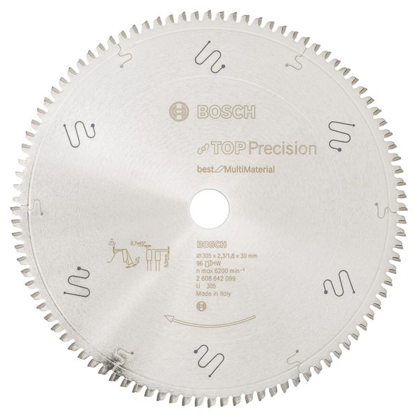 Bosch Kreissägeblatt Top Precision Best for Multi Material, 305 x 30 x 2,3 mm, 96 - 2608642099