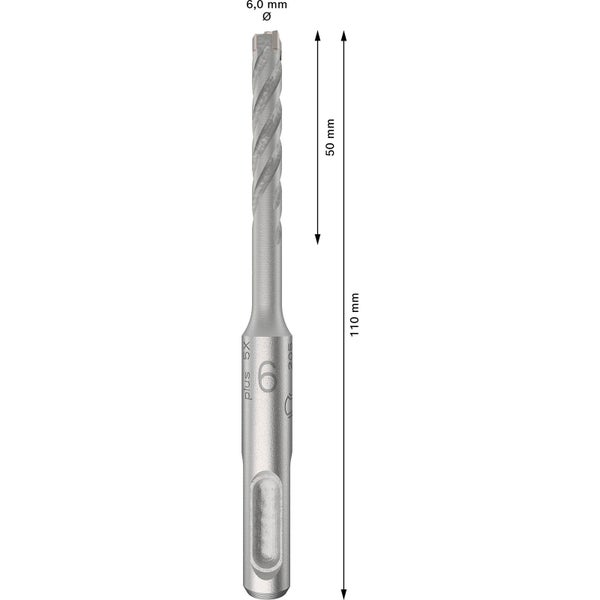 6,0 Millimeter Durchmesser Hammerbohrer mit 110 Millimeter Länge
