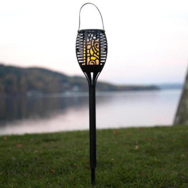 LED Solar Fackel Flame in Schwarz 0,18W IP44 mit Dämmerungssensor und Erdspieß 420mm